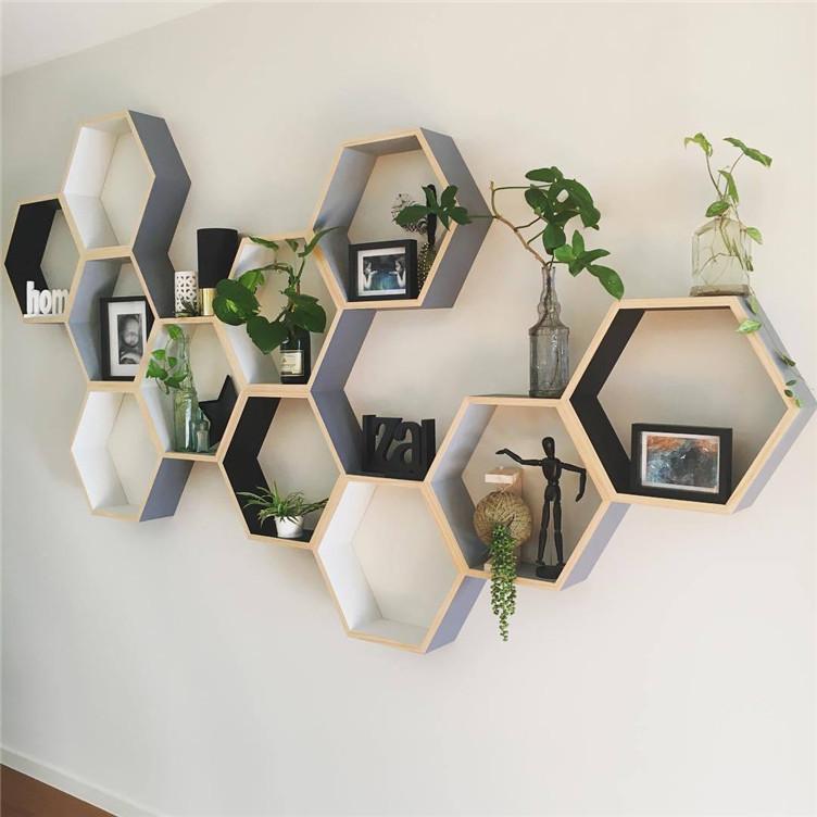 Hexagonal Modular Wooden Shelf-Innovation