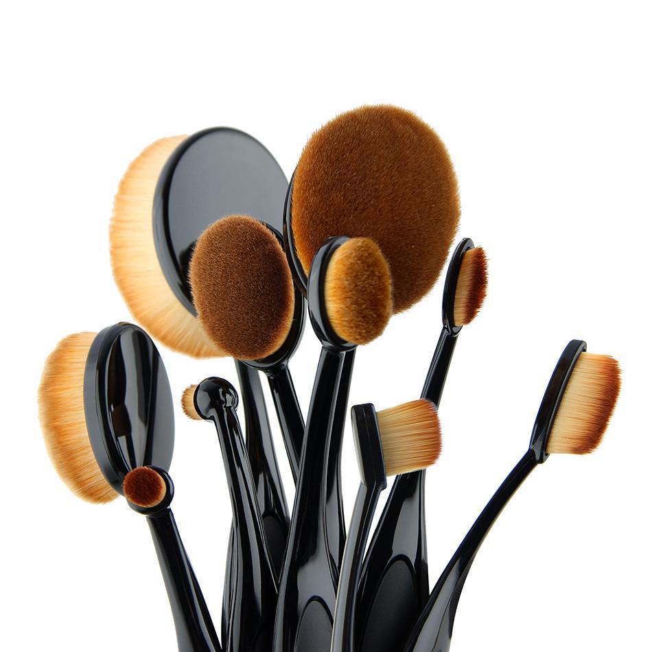 Makeup Brushes by HanZá - 10 PIECE Professional Oval Makeup Brush