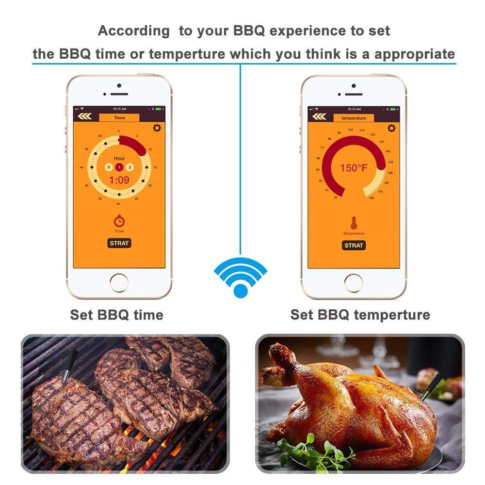 Wireless Digital Meat Thermometer Bluetooth App Controlled for Grill BBQ  Oven US