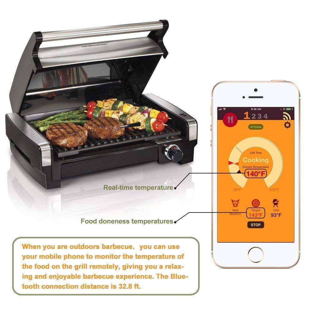 WiFi BBQ Thermometer iPhone, iOS and Android APP Smart Touchscreen Display  4 Single Sensor Probes + 2 Dual Sensor Probes That Read Meat and Ambient in