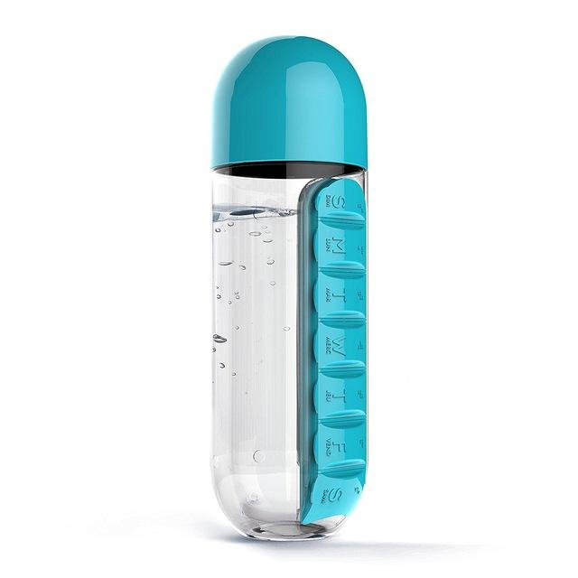 Water Bottle With Daily Pill Box Organizer-Innovation